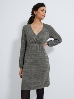 Khaki Soft Touch Long Sleeve Mini Wrap Dress | Women | George at ASDA