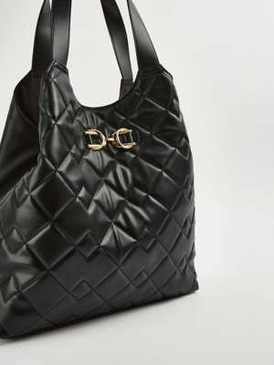 Black Quilted Tote Bag Women at ASDA