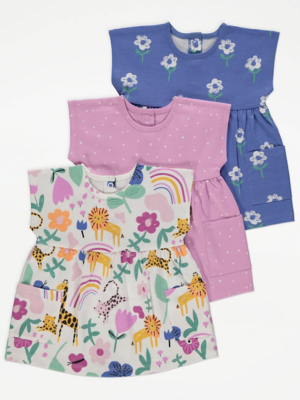 Patterned Jersey Dresses pack Baby George at ASDA