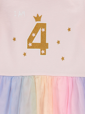 Pink Rainbow I Am 4 Birthday Tutu Dress | Sale & Offers | George at ASDA