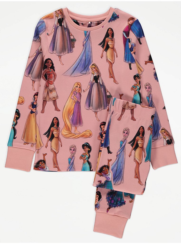 Brand Threads Kids' Disney Princess Long Sleeve Pyjamas, Pink at John Lewis  & Partners