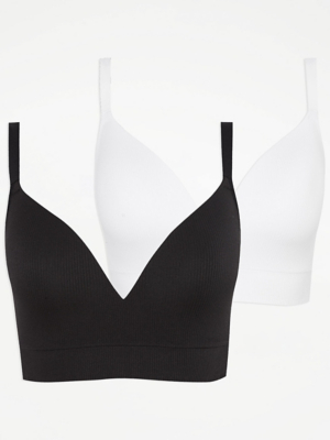 DD+ Soft Comfort Ribbed Seam Free Bra 2 Pack Lingerie at ASDA