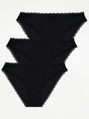 Lace Panel High Leg Knickers 3 Pack | Lingerie | George at ASDA