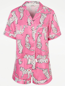 Pink Leopard Satin Shirt Pyjamas