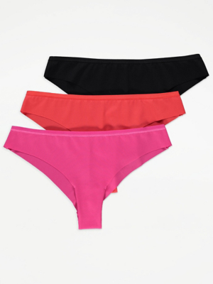 Bright No VPL Brazilian Knickers 3 Pack Lingerie at ASDA