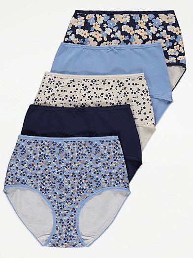 Women 5 Pack Textured Underwear, Blue/Pink Combo