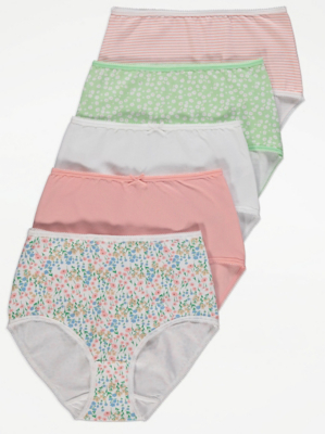Spring Floral Full Brief Knickers 5 Pack Lingerie at ASDA