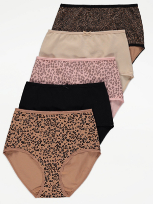 Animal Full Brief Knickers 5 Pack Lingerie at ASDA