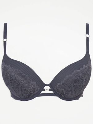 Entice Charcoal Padded Lace T-Shirt Bra | Lingerie | George at ASDA