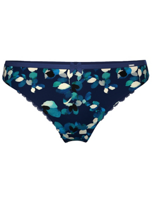 Entice Blue Satin Floral Brazilian Knickers Lingerie at ASDA