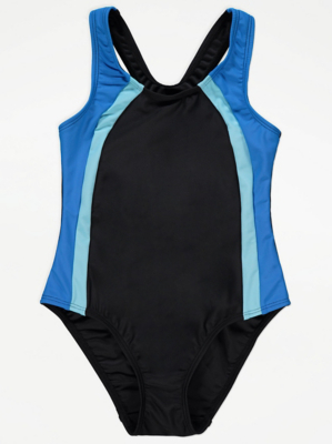 Blue Colour Block Sports Swimsuit Kids at ASDA