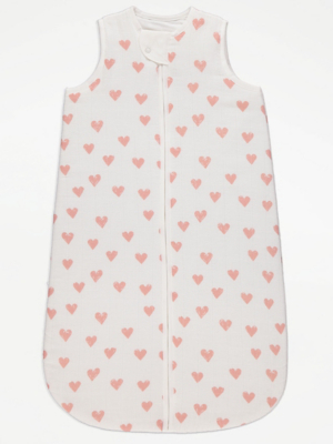 White Heart Woven Sleep Bag 2.5 Tog Baby at ASDA