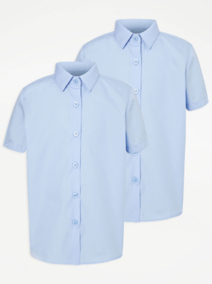 Light Blue Girls Regular Fit Short Sleeve School Shirt 2 Pack | School ...