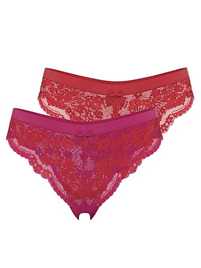 Embroidered Lace High Leg Knickers 2 Pack, Lingerie