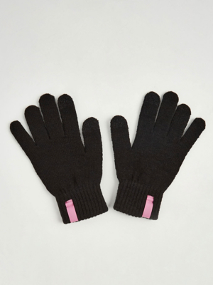 Black Ribbed Knitted Gloves Women at ASDA