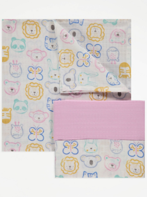 Animal Butterfly Muslin Cloths 3 Pack Baby at ASDA