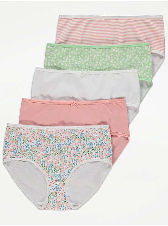 Spring Floral Midi Knickers 5 Pack, Lingerie
