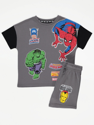 Boys Superhero Printed T-Shirt & Shorts Set – Blue & Red main image 0