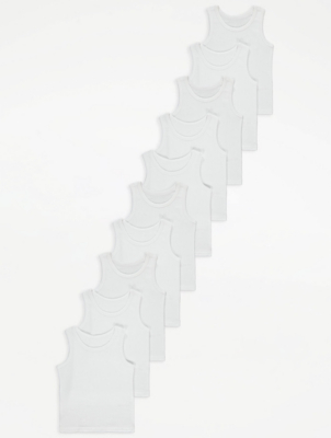 White Vests 10 Pack Kids at ASDA