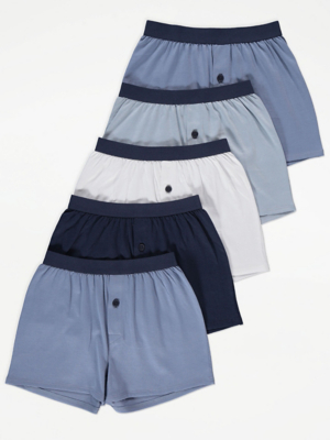 Blue Waist Boxer Shorts 5 Pack Kids at ASDA