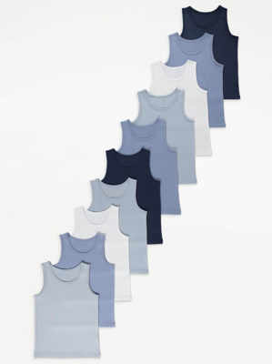 Mothercare Blue Marl Vests - 5 Pack