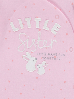 Pink Little Sister Heart Bunny Sleepsuit Baby George at ASDA