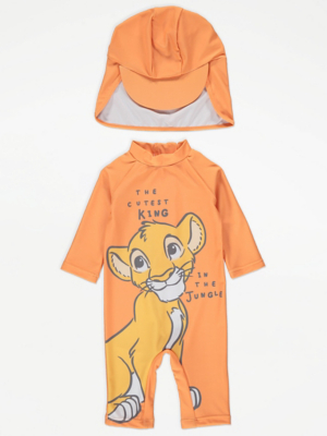 Disney The Lion King Orange Sunsafe Swimsuit and Keppi Hat