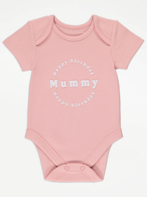 Pink Happy Birthday Mummy Bodysuit Baby George at ASDA
