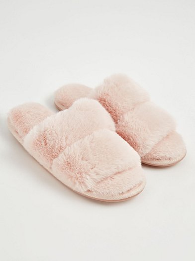 Pink Team Bride Faux Fur Slider Slippers, Lingerie