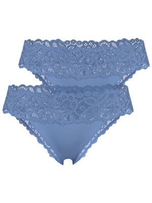 Powder Blue Lace Bandeau Short Briefs 2 Pack | Lingerie | George at ASDA