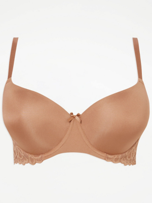 Medium Nude Padded Lace T-Shirt Bra | Sale & Offers | George at ASDA
