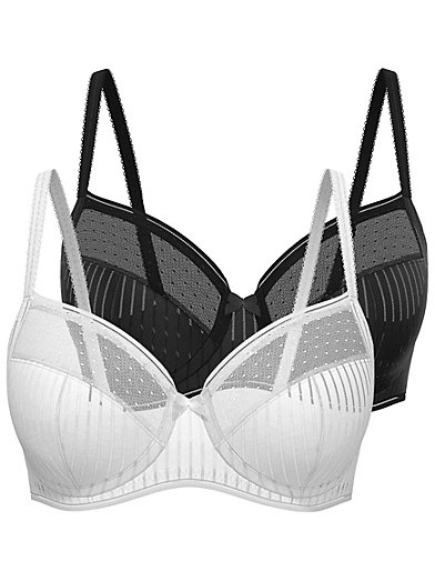 2 PACK Black & White Non-Padded Non-Wired Full Cup Bras