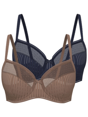 Spot Mesh Non Padded Bras 2 Pack | Sale & Offers | George at ASDA