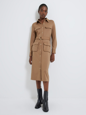 Tan Button Fastening Shirt Dress | Sale & Offers | George at ASDA