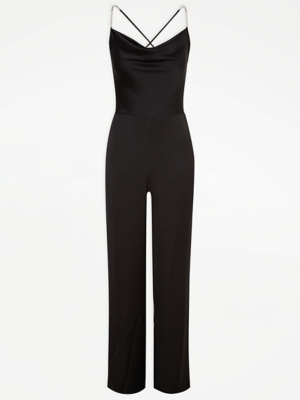 Black Cowl Neck Studded Strap Jumpsuit Women at ASDA