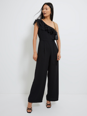 Black Asymmetric One Shoulder Jumpsuit Women at ASDA