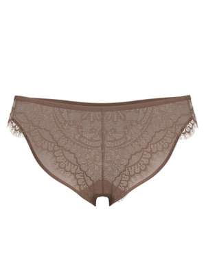 Deep Medium Nude Lace Trim Mini Knickers Lingerie at ASDA