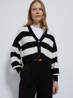 Black Striped Cropped Cardigan | Women | George at ASDA