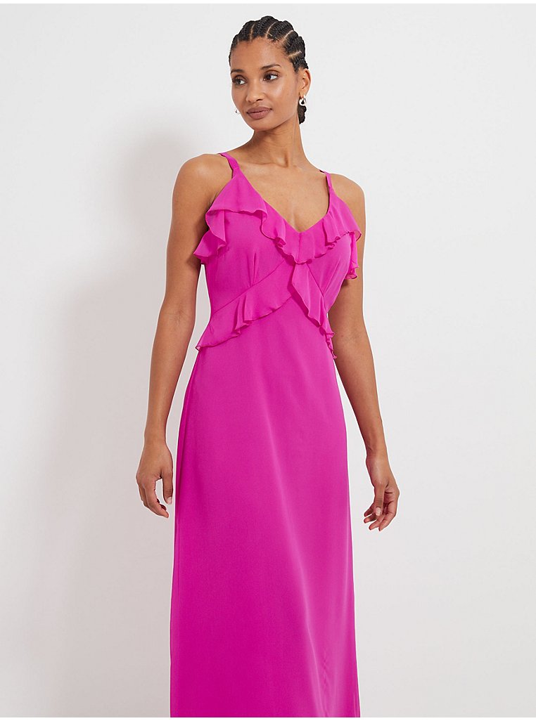 Pink Frill Chiffon Midi Dress | Women | George at ASDA