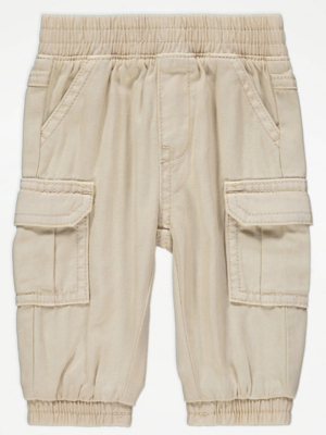Cream Denim Cargo Trousers