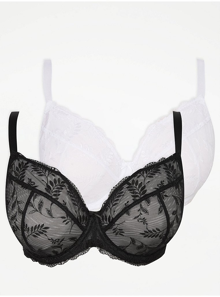2 Pack Assorted Non-Padded Bras and Briefs at George ASDA Direct