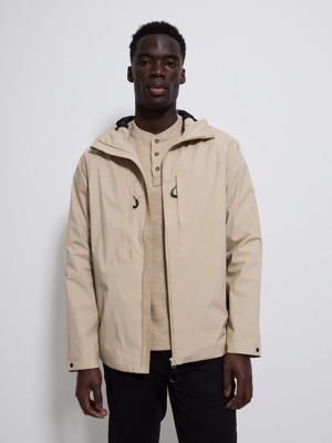 Stone Lightweight Hooded Waterproof Jacket Men at ASDA