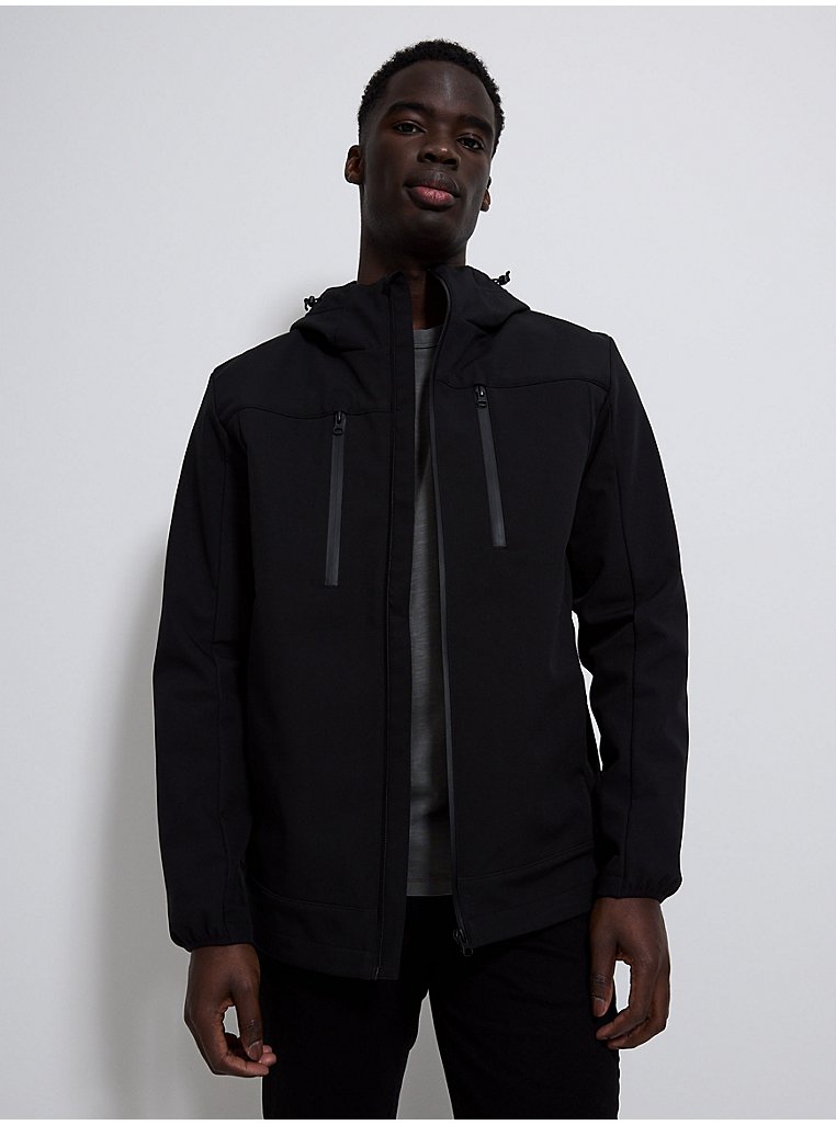 Black Lightweight Hooded Coat | Men | George at ASDA