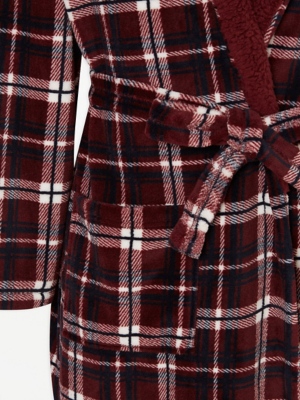 Burgundy Checked Fleece Lined Dressing Gown | Men | George at ASDA