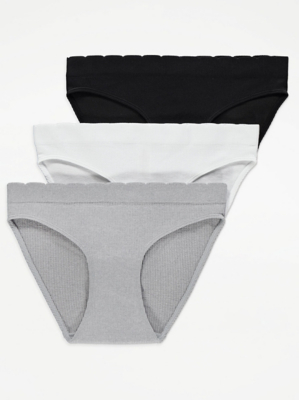 Ribbed Seam Free Comfort High Leg Knickers 3 Pack Lingerie