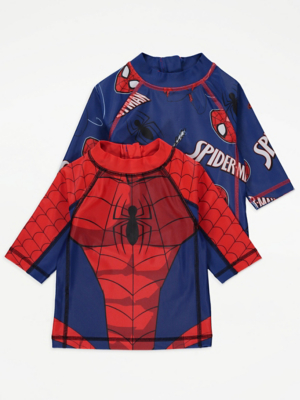 Marvel SpiderMan Swim Rash Vests 2 Pack Kids at ASDA