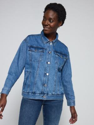 Blue Mid-Wash Oversized Denim Jacket | Women | George at ASDA