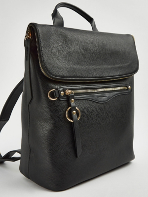 Black Fold Over Backpack Women at ASDA