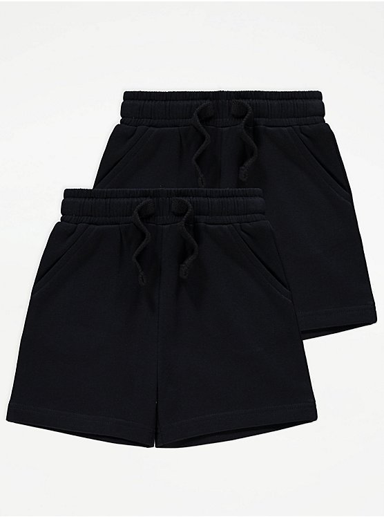 Black Jersey Shorts 2 Pack, Kids
