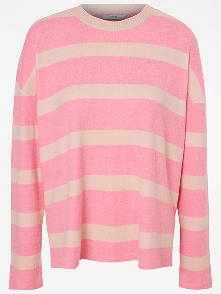 Blue Fluffy Wide Stripe Chunky Knitted Jumper | Women | George at ASDA